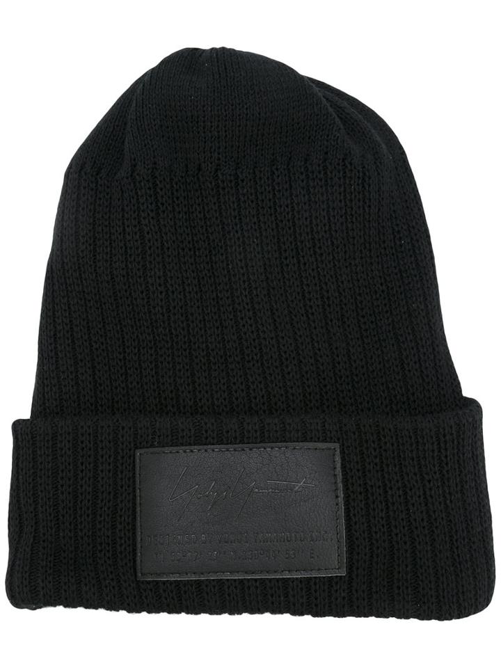 Yohji Yamamoto Rib Knit Beanie, Men's, Black, Cotton/polyester