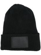 Yohji Yamamoto Rib Knit Beanie, Men's, Black, Cotton/polyester