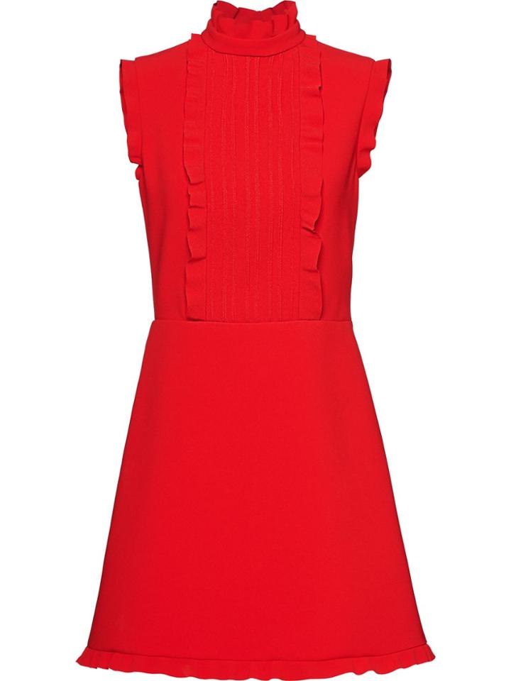 Miu Miu Faille Frill Detail Mini Dress - Red
