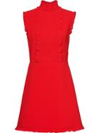 Miu Miu Faille Frill Detail Mini Dress - Red