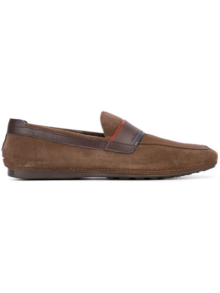 Salvatore Ferragamo Contrast Trim Loafers - Brown