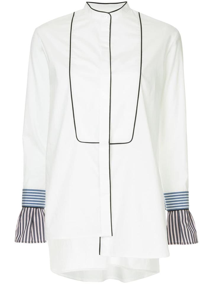Enföld Uneven Mandarin Piped Shirt - White