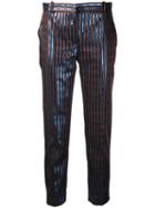 Carven - Striped Cropped Trousers - Women - Polyester/metallized Polyester - 38, Blue, Polyester/metallized Polyester