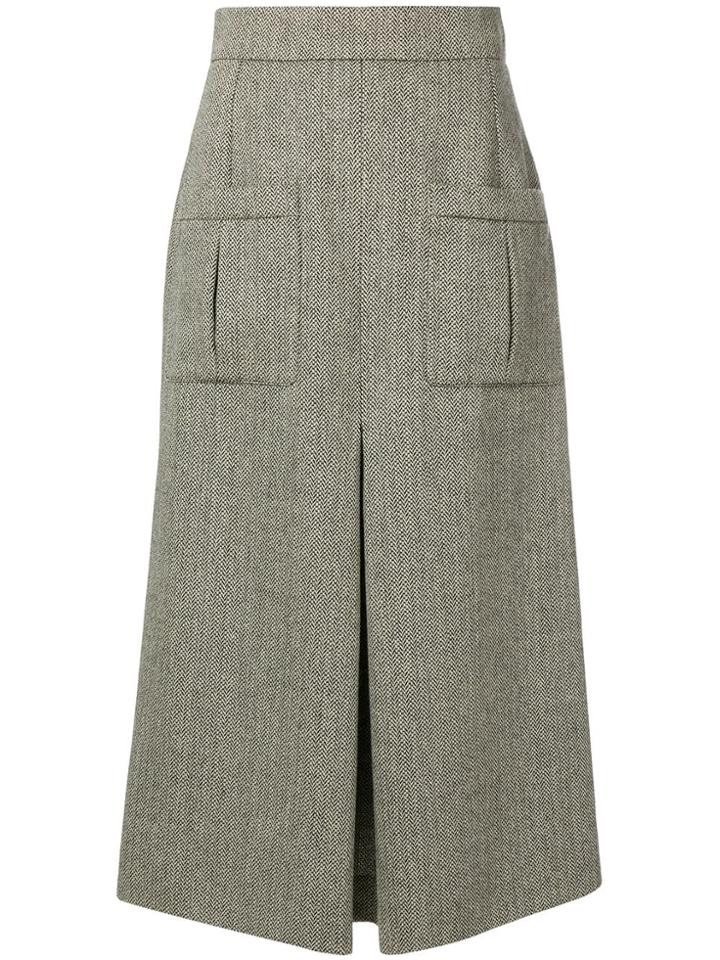 Holland & Holland A-line Inverted Pleat Midi Skirt - Neutrals