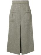 Holland & Holland A-line Inverted Pleat Midi Skirt - Neutrals