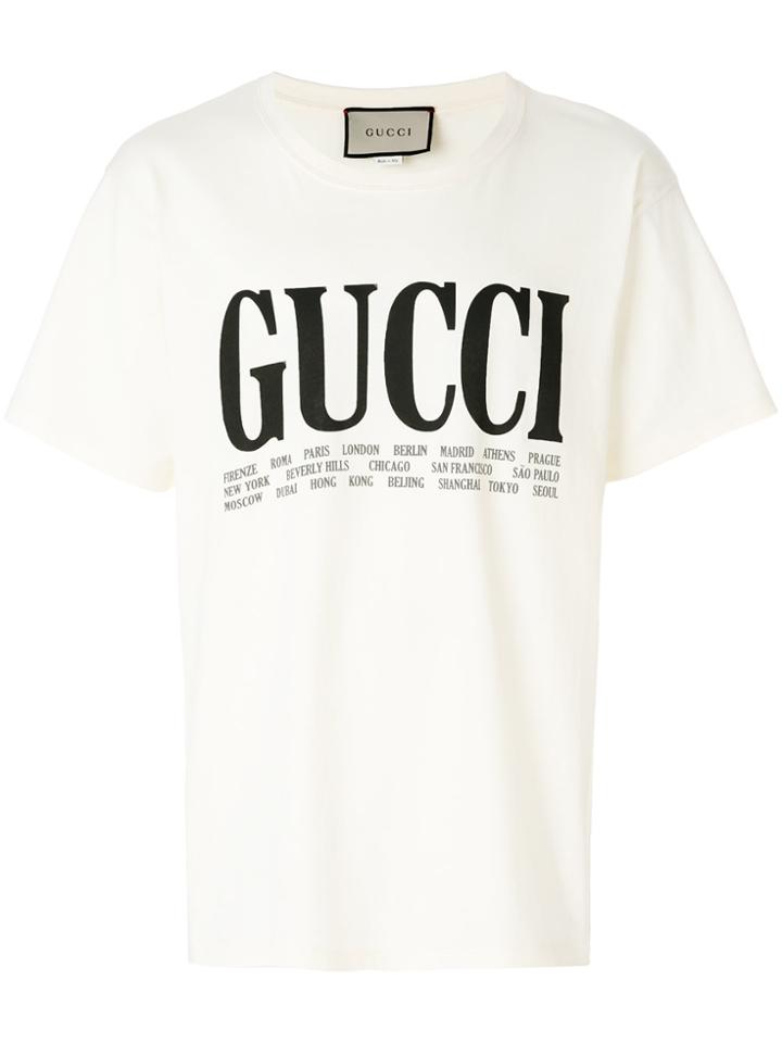 Gucci World Cities Print T-shirt - Yellow & Orange