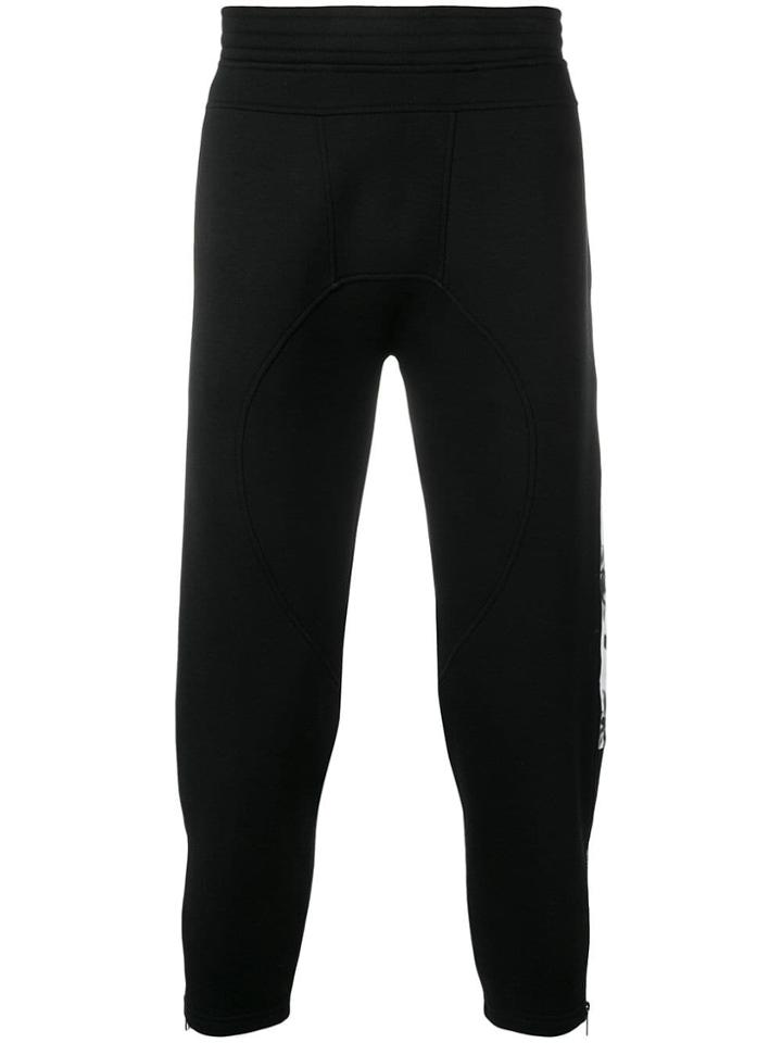 Neil Barrett Floral Side Stripe Joggers - Black
