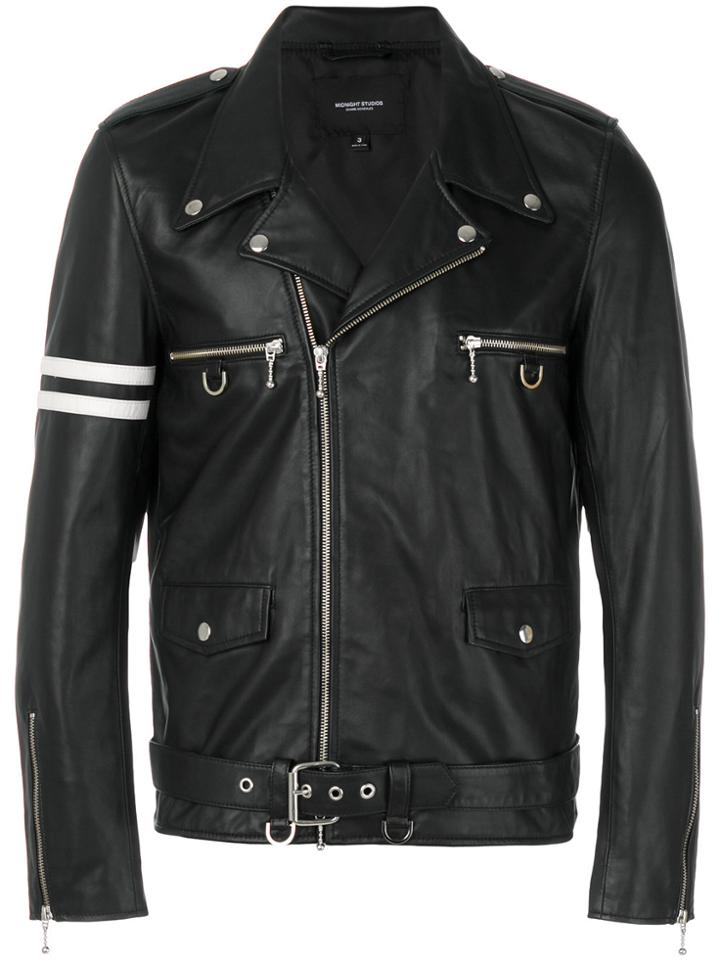 Midnight Studios Printed Biker Jacket - Black