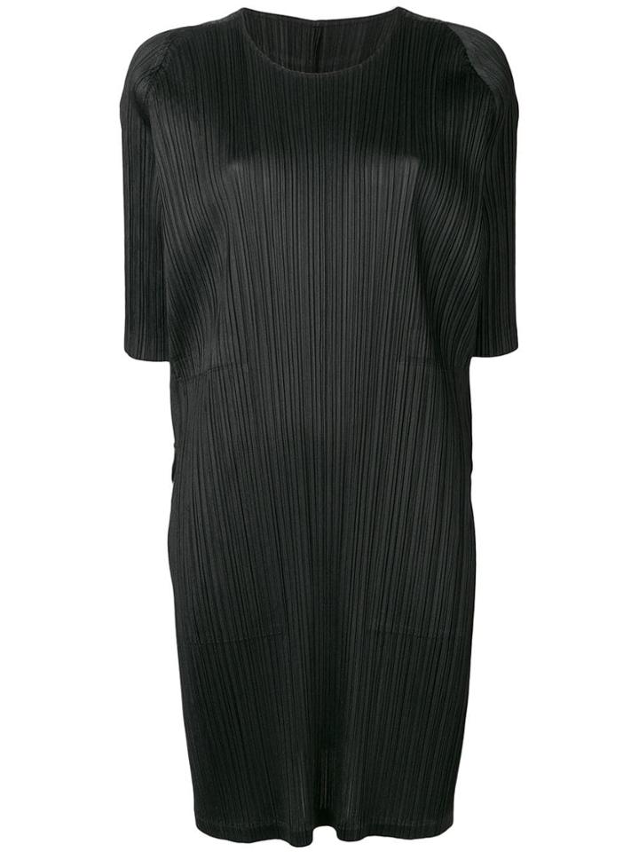 Pleats Please By Issey Miyake Short-sleeve Shift Dress - Black