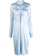 Bottega Veneta Ruched Cut-out Shirt Dress - Blue