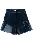 Natasha Zinko Patchwork Denim Shorts, Women's, Size: 34, Blue, Cotton
