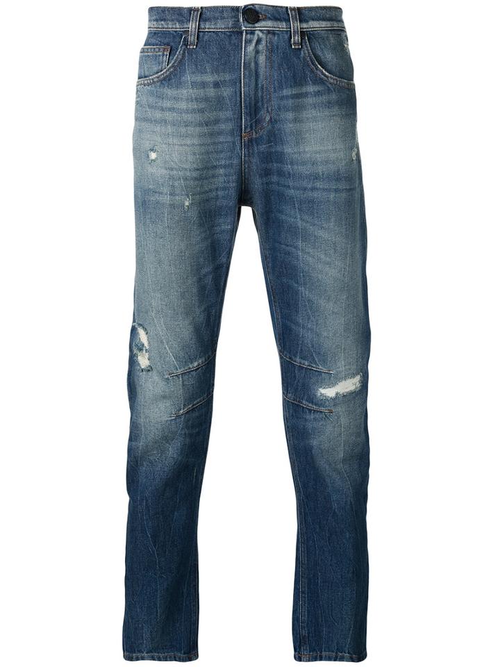 Versace Jeans Distressed-effect Jeans, Men's, Size: 33, Blue, Cotton/polyester