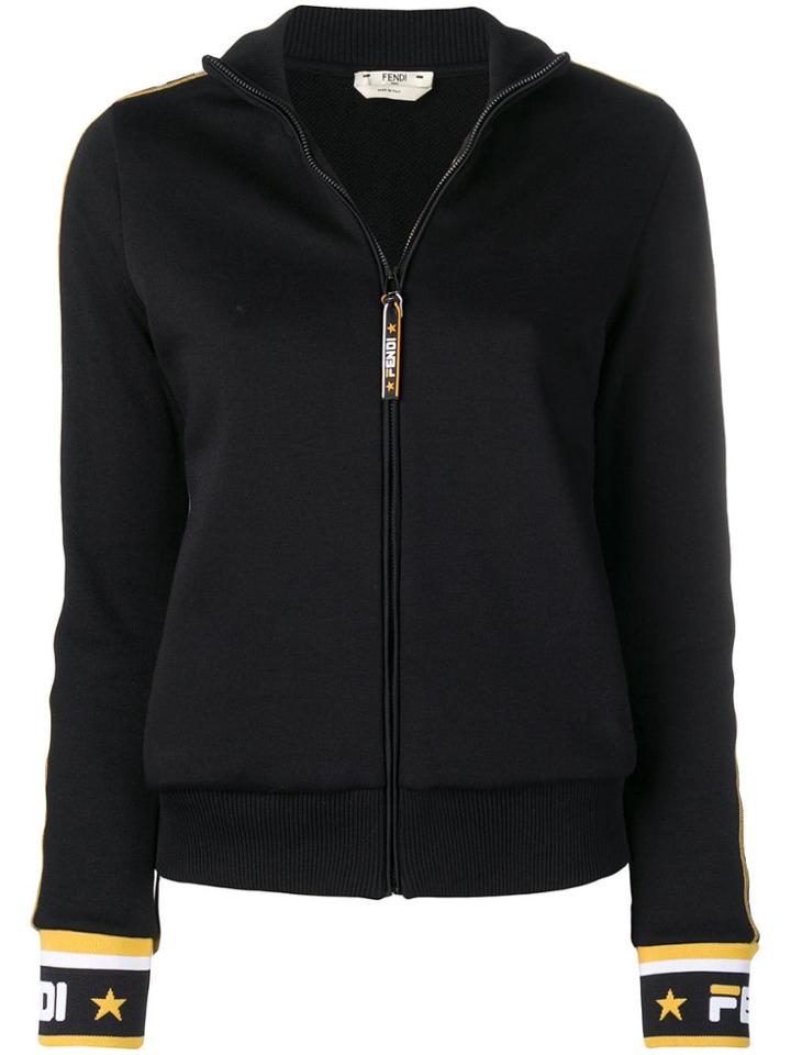 Fendi Full Zip Logo Sweatshirt - Black