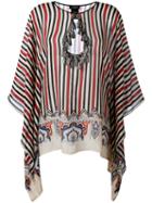 Etro - Tassel Embellished Striped Tunic - Women - Silk/viscose - One Size, Black, Silk/viscose
