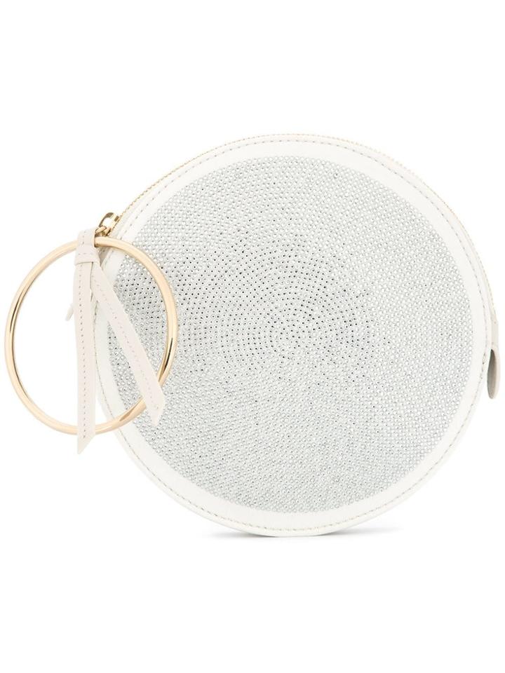 Sara Battaglia Embellished Round Clutch - White