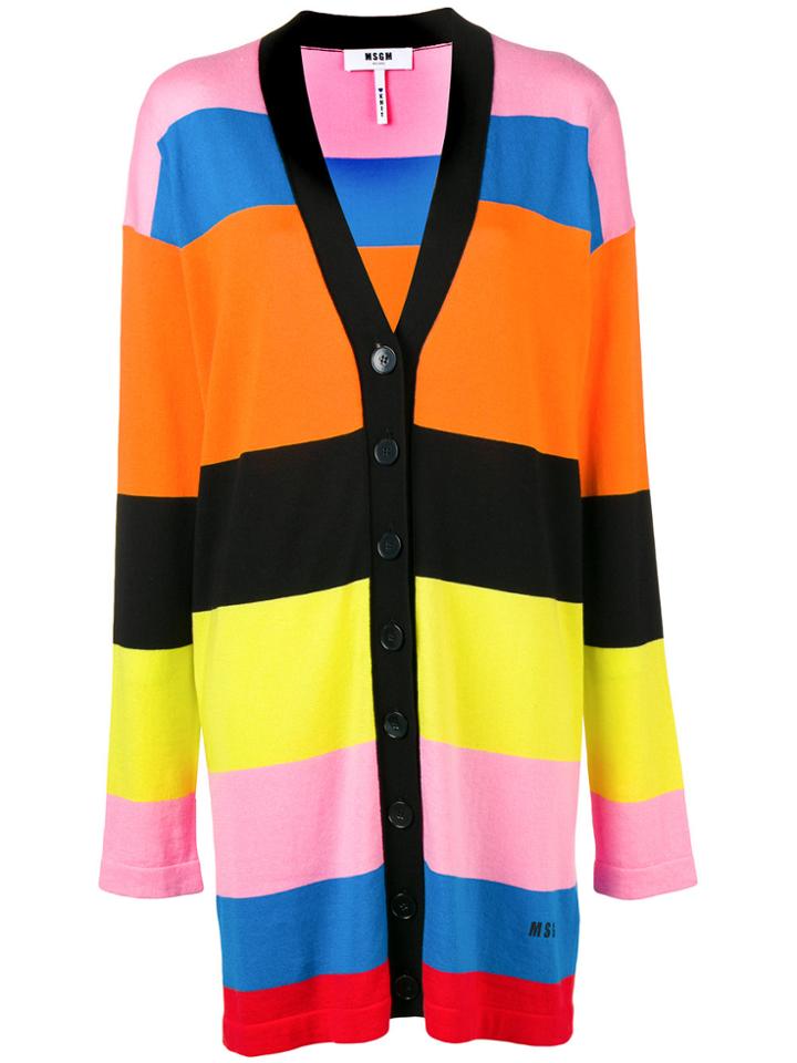 Msgm Striped Longline Cardigan - Multicolour