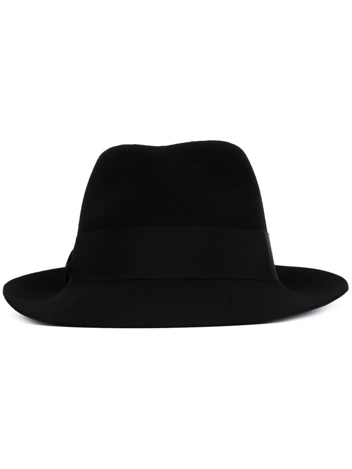 Stella Mccartney Stripe Accent Fedora, Women's, Size: 57, Black, Wool