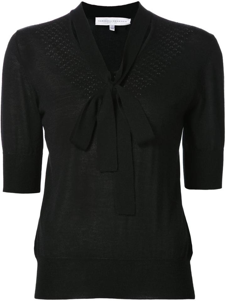 Carolina Herrera Pussy Bow Fine Knit Sweater