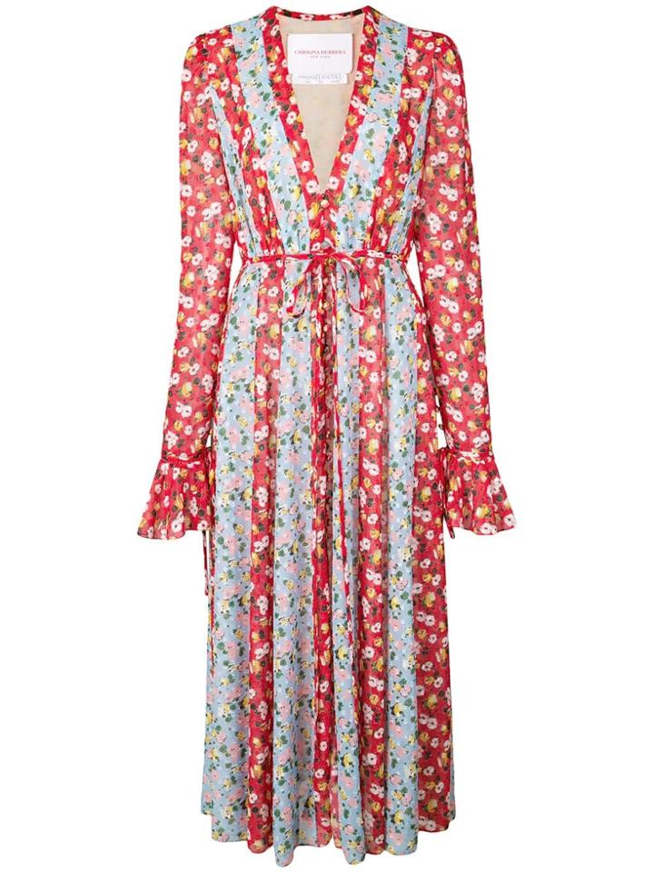Carolina Herrera Multi-floral Print Dress - Red