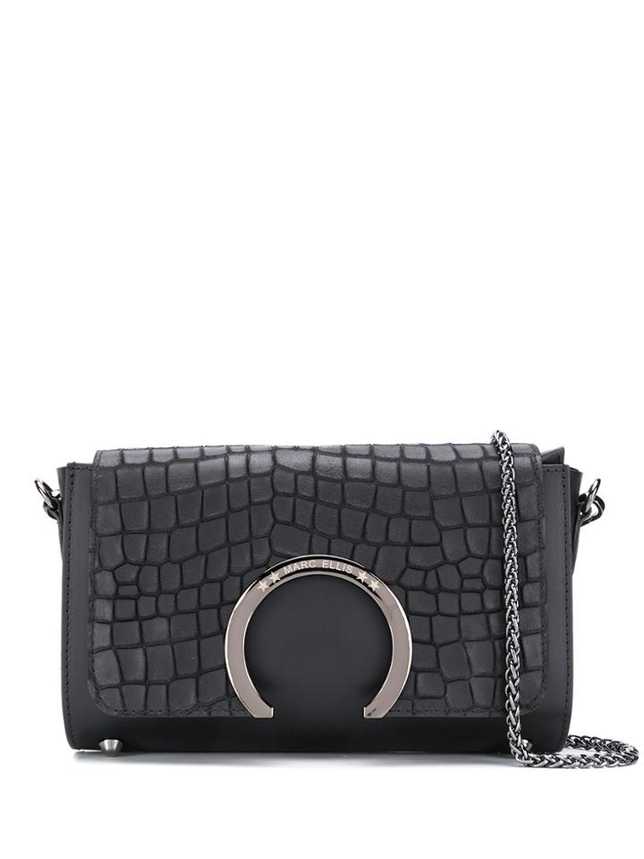 Marc Ellis Crocodile-effect Shoulder Bag - Black