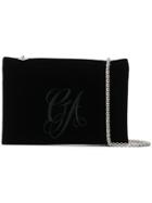 Giorgio Armani Embroidered Velvet Chain Bag - Black