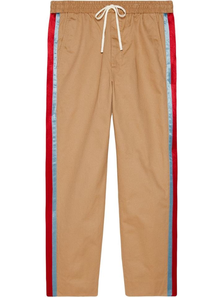 Gucci Cotton Drill Pant With Acetate Stripe - Neutrals