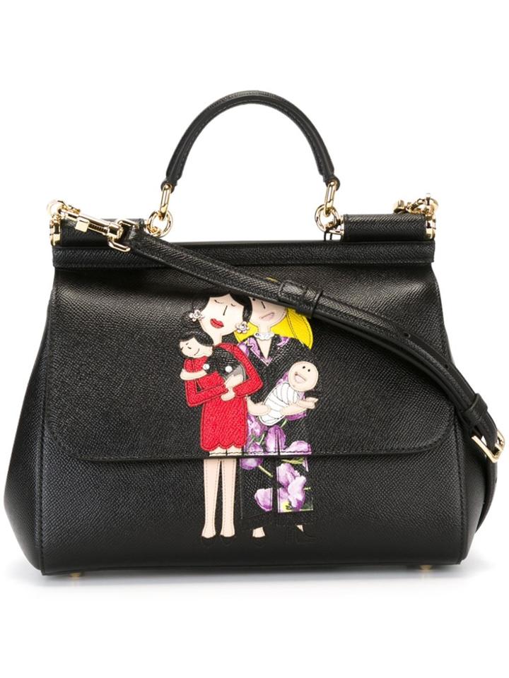 Dolce & Gabbana Family Patch Sicily Shoulder Bag - Black