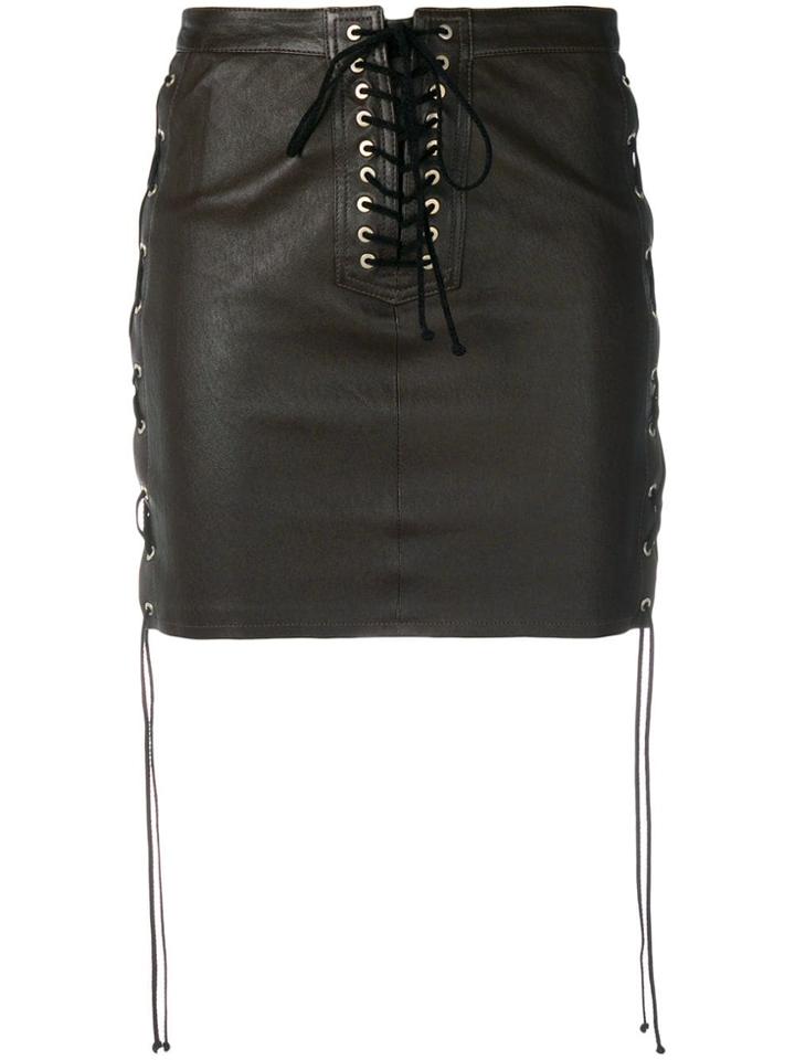 Unravel Project Leather Skirt - Brown