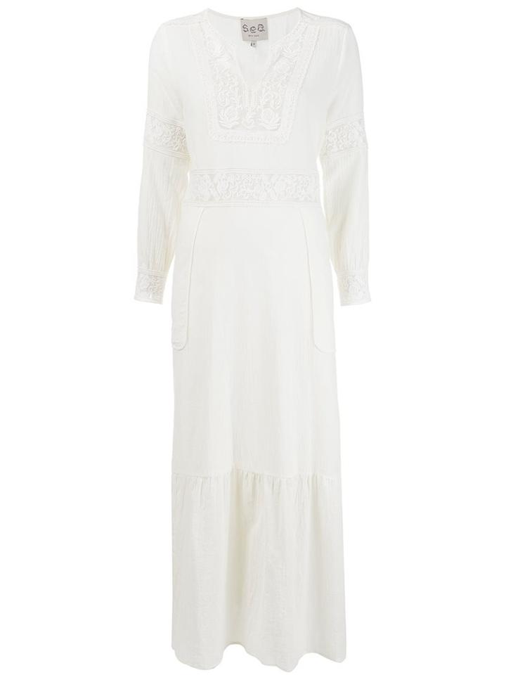 Sea Lace Insert Dress, Women's, Size: 10, White, Cotton
