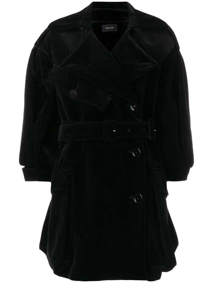 Simone Rocha Oversized Cropped Sleeve Coat - Black