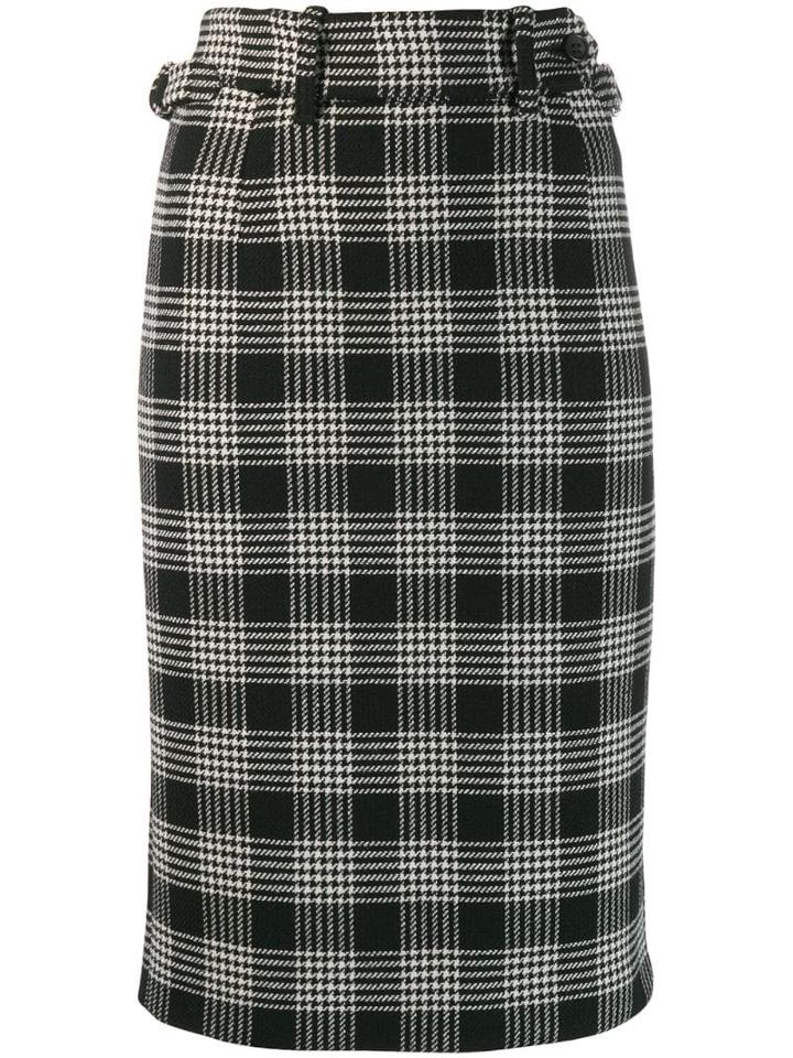 Red Valentino High Waisted Check Skirt - Black