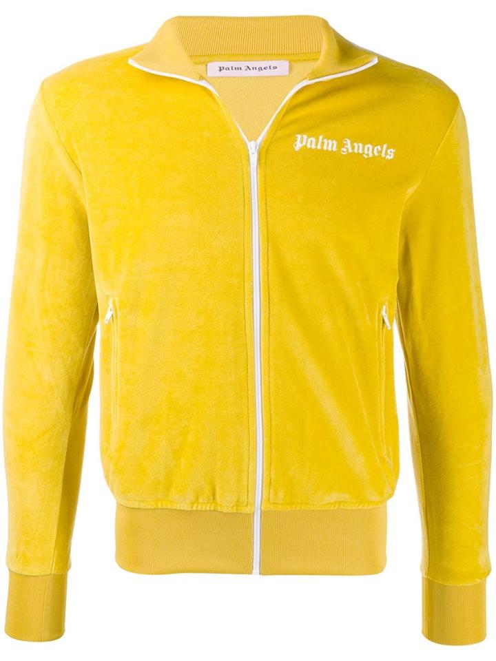 Palm Angels Logo Velvet Sweatshirt - Yellow