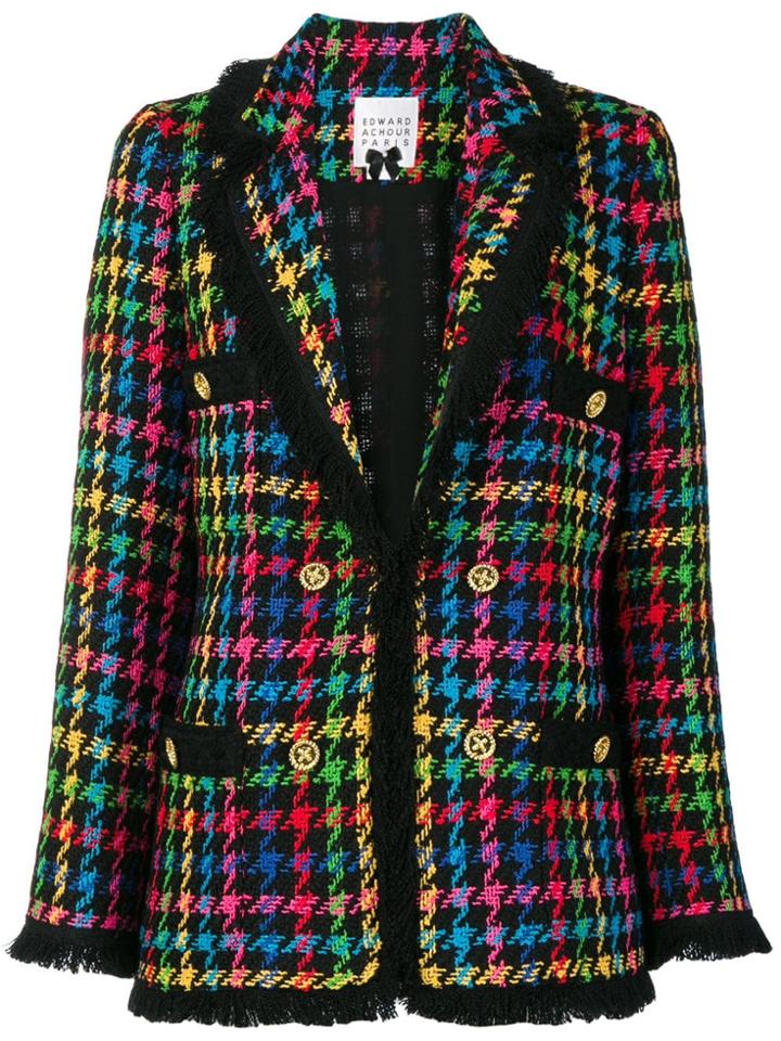 Edward Achour Paris Checked Double Breasted Blazer - Black