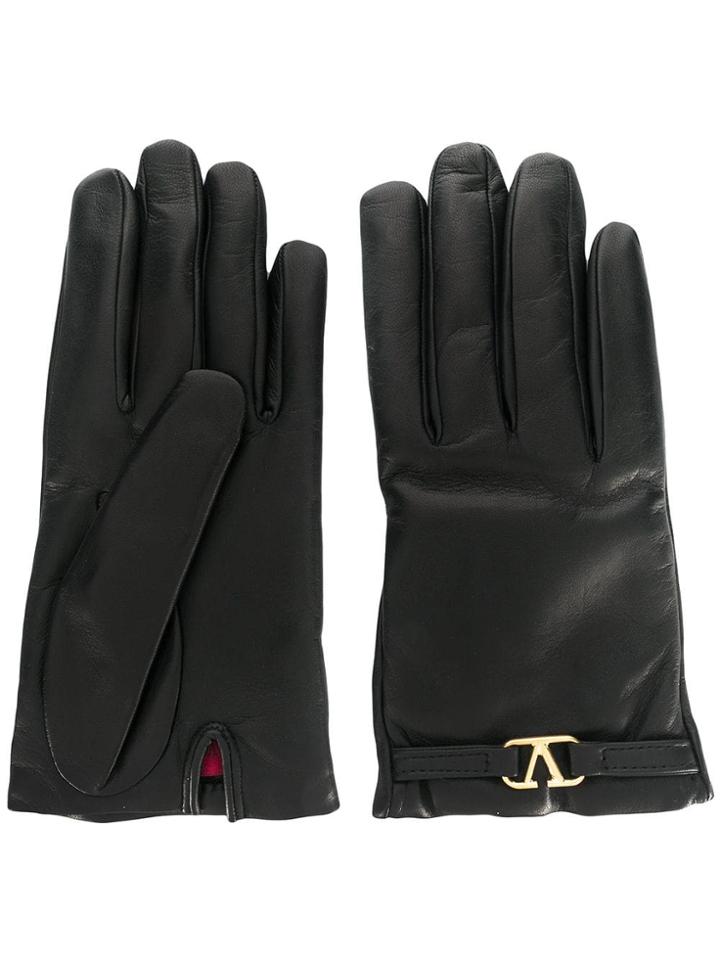 Valentino Valentino Garavani Go Logo Motif Gloves - Black