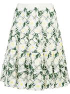 Giambattista Valli Floral Print Skirt, Women's, Size: 40, White, Cotton/polyimide/polyester