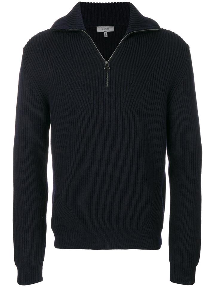 Lanvin Ribbed Zip Jumper - Blue