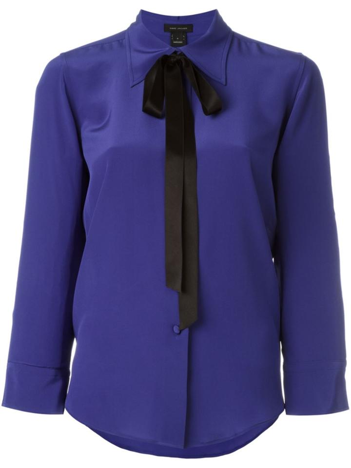 Marc Jacobs Crêpe De Chine Bow Shirt - Blue