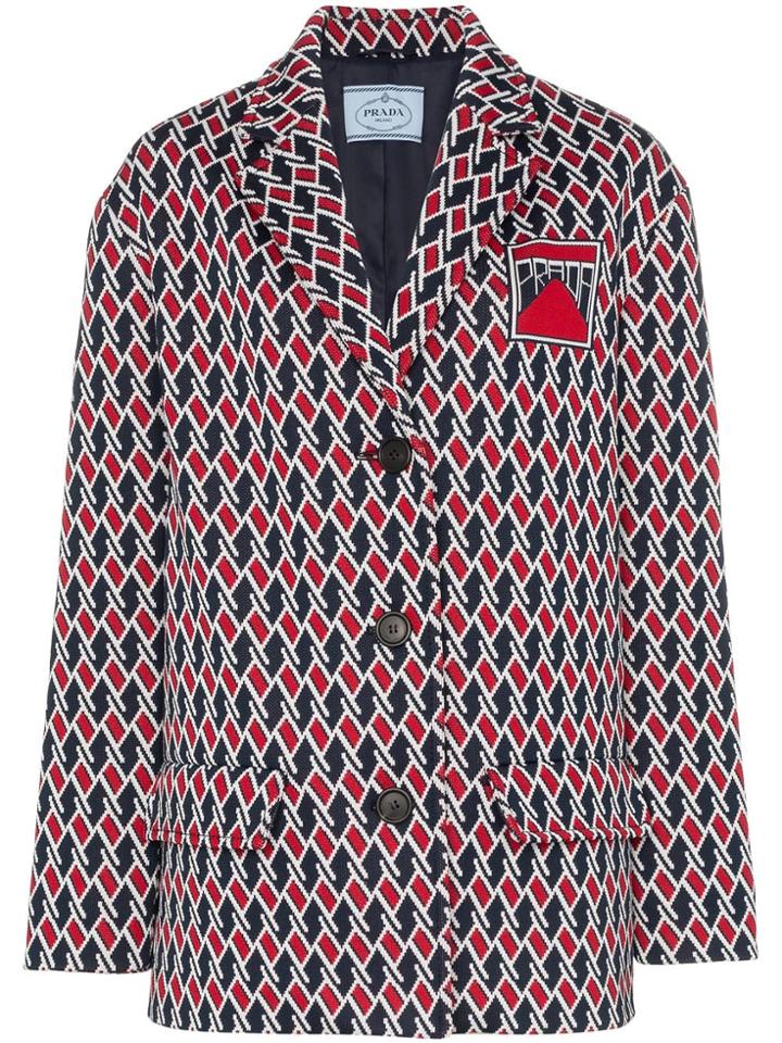 Prada Single Breasted Psychedelic Print Jacket - Blue