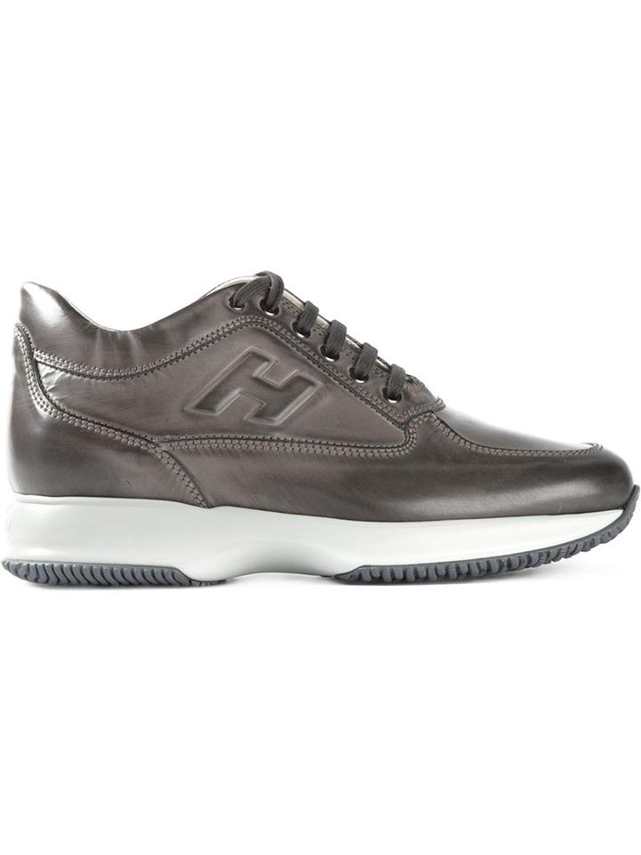 Hogan Interactive Sneakers, Men's, Size: 44.5, Grey, Leather/rubber