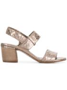 Del Carlo 10119 Snake Embossed Sandals - Metallic