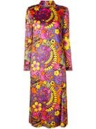 William Vintage 1968 Floral Flocked Dress - Pink & Purple