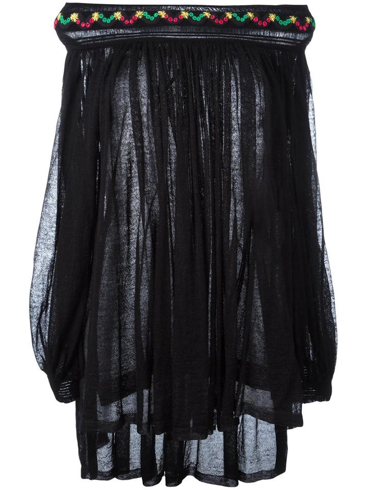 Sonia Rykiel Beaded Off-shoulders Blouse, Women's, Size: Small, Black, Alpaca/polyamide/cotton/pvc