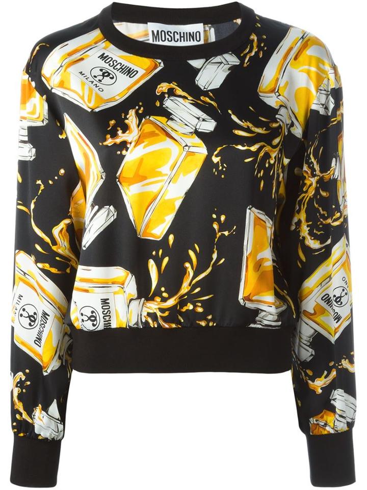 Moschino Perfume Print Sweatshirt, Women's, Size: 38, Black, Silk/cotton/polyamide/other Fibres