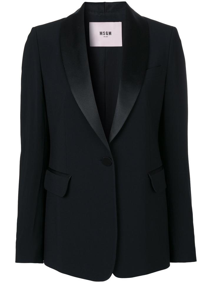 Msgm - Scoop Neck Blazer - Women - Polyester/acetate/viscose - 44, Black, Polyester/acetate/viscose