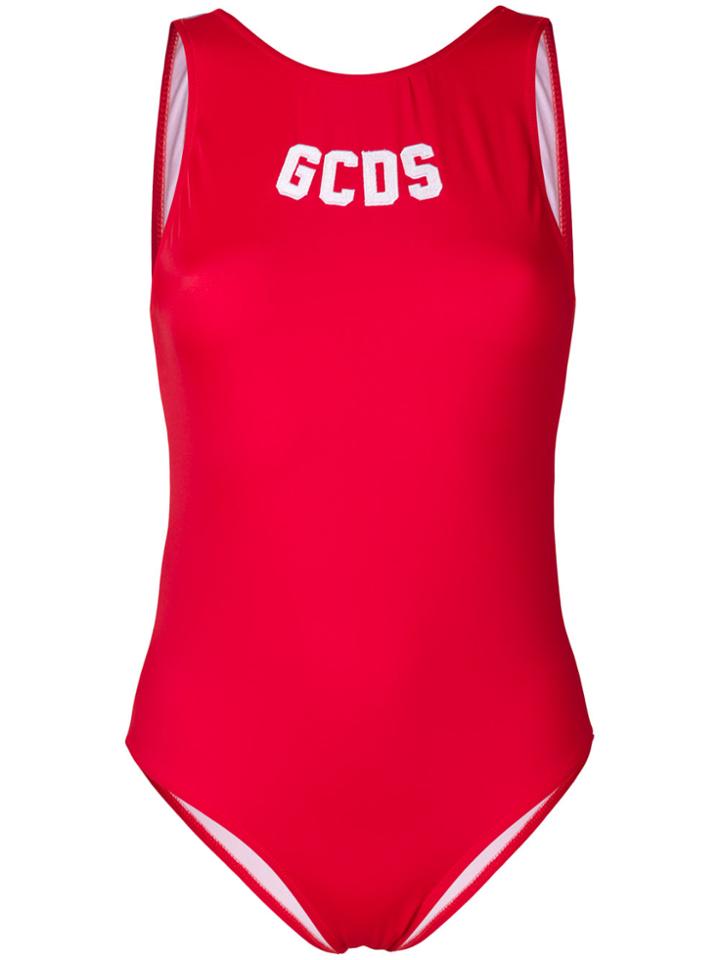 Gcds Logo Print Swimsuit - Red