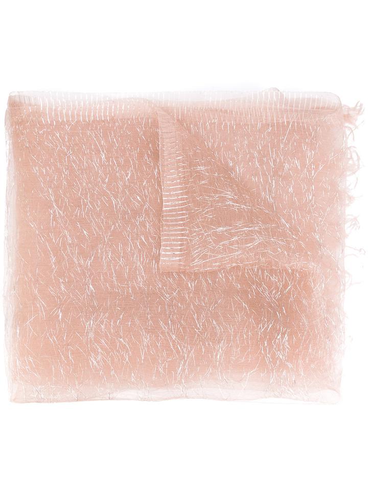 Faliero Sarti - Metallic Thread Scarf - Men - Silk - One Size, Nude/neutrals, Silk