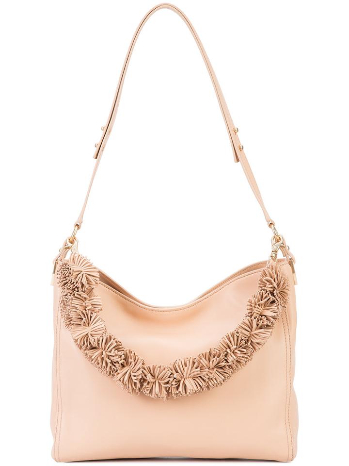 Loeffler Randall Pompom Strap Shoulder Bag, Women's, Nude/neutrals, Nappa Leather