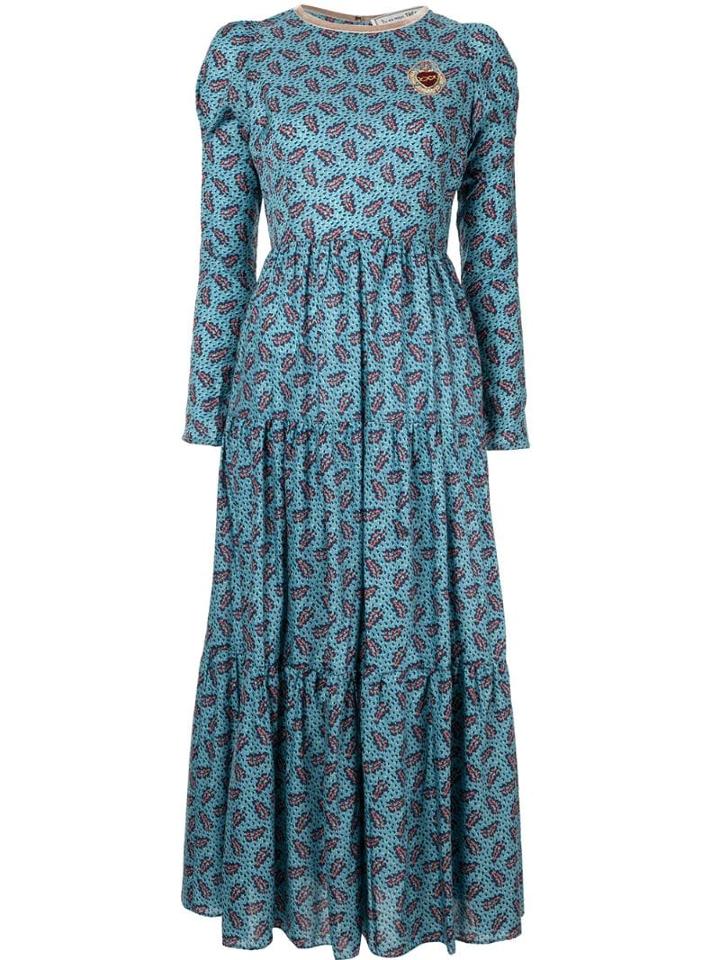 Tu Es Mon Trésor Ribbed Printed Dress - Blue