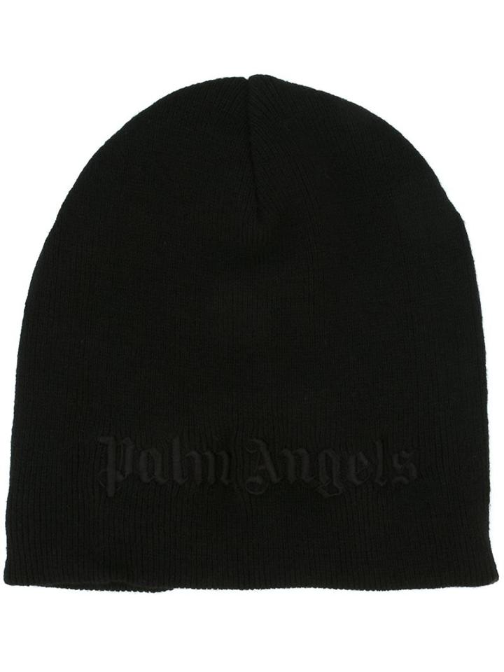 Palm Angels Ribbed Embroidered Logo Beanie