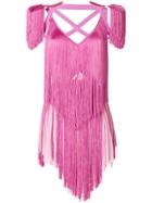 Nina Ricci Fringed Strappy Top - Pink & Purple